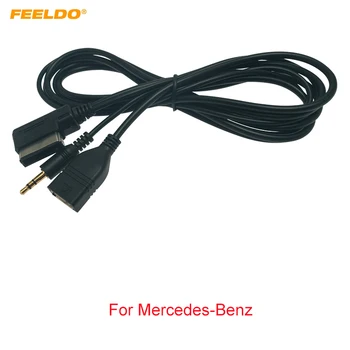 FEELDO Araba Ses Müzik 3.5 mm AUX Kablosu MMI Arayüzü USB+Şarj Mercedes-Benz Için USB Kablosu Adaptörü