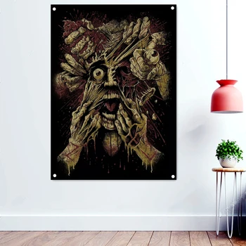 Gözyaşı Yüz Ağır Metal Sanat Afiş Duvar Sanatı Korkunç Kanlı Arka Plan Duvar Kağıdı Bayrakları Ölüm Sanat Dövmeler Rock Grubu Posterler B1