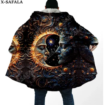 Harmony Güneş ve Ay Trippy Psychedelic Palto Ceket 3D Baskı Kalın Sıcak Kapüşonlu pelerin Erkekler Rüzgar Geçirmez Polar Unisex Rahat-3