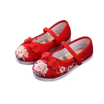 Işlemeli Ayakkabı Sonbahar Çocuk Kız Sevimli Vintage Hafif Yumuşak Ribaund Taban Sneakers Kaymaz Düz nefes alan günlük ayakkabılar Yeni