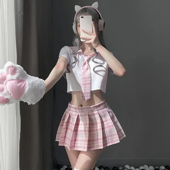 Japon Okul Kız Cosplay Öğrenci Üniforma Kadın Seksi İç Çamaşırı Kostüm Tatlı Ekose Etek Amigo Seks Giyim Rol Oynamak