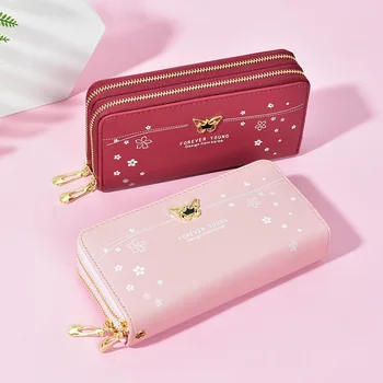 Kadın cüzdan moda Bayanlar cep telefonu çantası uzun baskı yeni el çantası yıldız Çift fermuarlı el kayışı çantası Çoklu renk