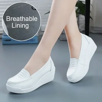 Kadın Kama platform ayakkabılar Moda Rahat Artış Rahat Slip-on kadın Loafer'lar Yaz Hollow Out Nefes Ayakkabı 2024