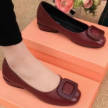 Kadınlar Katı Renk Flats İlkbahar Sonbahar Konfor Parti Ofis Ayakkabı Rahat Düz Renk İş Loafer'lar üzerinde Kayma Zapatos Mujer Vintage