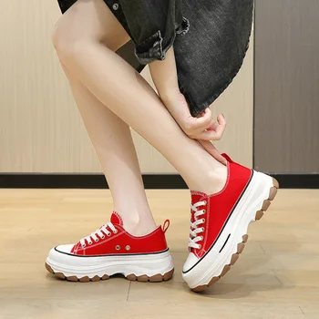 Kanvas ayakkabılar kadın Sneakers için 2023 Katı düşük üst spor ayakkabı Kauçuk Yürüyüş Klasik Sonbahar Sıcak satış vulkanize ayakkabı