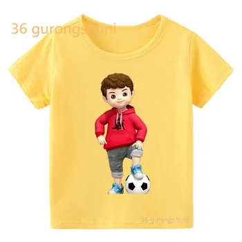 Karikatür Grafik T Shirt ve arkadaşlar Erkek T Shirt Erkek t-shirt Çocuk Giysileri yaz Kısa Kollu tişörtleri Sarı giyim
