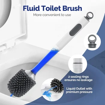 Klozet Fırçası Tutucu Seti: Doldurulabilir Saplı Silikon Tuvalet Fırçası Dağıtıcı - Banyo Temizleyici Rv Temizleyici Tuvalet Fırçası