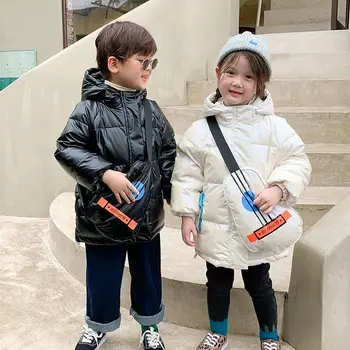 Kore Sonbahar Kış Çocuk Erkek Aşağı Ceket Baskılı Gitar Su Geçirmez Parlak Kapşonlu Küçük Çocuk Giyim Ceket Çocuk Erkek Parka