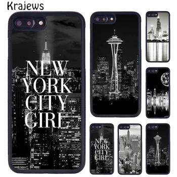 Krajews Londra Paris Siyah Ve Beyaz Skyline Telefon Kılıfı İçin iPhone SE2020 15 14 7 8 Artı 11 12 mini 13 Pro XR XS Max coque