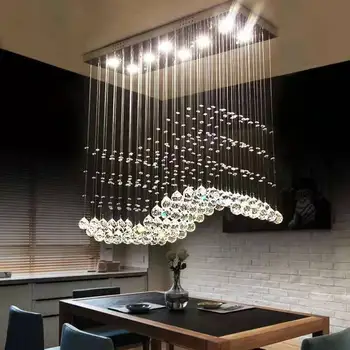 Kristal Modern İskandinav LED Dikdörtgen Avize Oturma Yemek Odası için Ev Dekorasyon Bar Cafe Ofis otel ışığı Fikstür