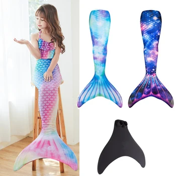 Kızlar Mermaid Cosplay CostumeTail Mayo Plaj Giyim Kostümleri İle Monofins Çocuk
