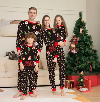 Kış Yeni Yıl Moda Noel Pijama Seti Anne Çocuk Giysileri Noel Pijama Aile Giyim Seti Eşleşen Kıyafet