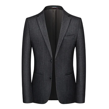 M-6XL Butik erkek Yeni İnce Resmi İş Blazer İki Düğme Yaka Uzun Kollu Cepler Üst Düğün Rahat Erkek Takım Elbise Ceket