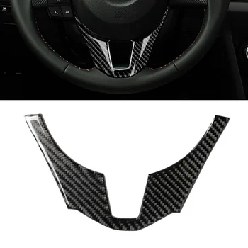 MAZDA 3 Axela 2014 İçin Fit 2015 2016 Araba direksiyon Sequins ayar kapağı Oto İç Çerçeve Karbon Fiber Siyah Çıkartmalar Parçaları