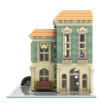 MOC Uzman Postane Köşe Teslimat Araba Tuğla Şehir Sokak Serisi model seti Yapı Taşları Çocuk Oyuncakları 10182 Hediyeler