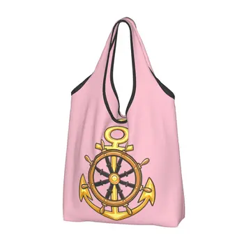 Moda Baskı Denizcilik Sailor Çapa Tote Alışveriş Çantaları Taşınabilir Omuz Shopper Çanta