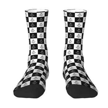 Moda Mason Damalı Siyah Ve Beyaz Desen Çorap Kadın Erkek Sıcak 3D Baskılı Masonik Mason Basketbol spor çorapları