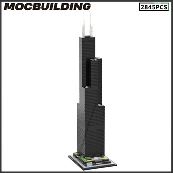 Modern Şehir İkonik Mimari Willis Kulesi MOC Yapı Taşları 1: 800 Ölçekli Sears Gökdelen DIY Aassemble Tuğla Oyuncak Noel Hediyesi