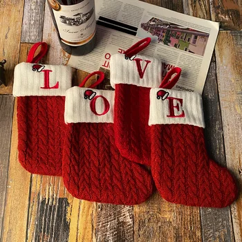 Navidad Natal Kırmızı Şapka Mektup Noel Çorap Noel Ağacı Çorap Süs Hediye Örgü Kar Tanesi Noel Dekorasyon 2024