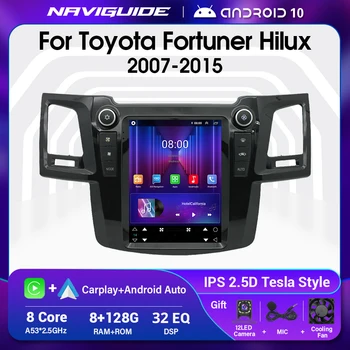 NAVİGUİDE Android 10 Tesla Tarzı Araba Radyo Toyota Fortuner Hilux Vigo İçin 2007-2015 GPS Navigasyon Bluetooth Oyuncu 9.7