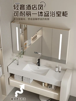 Naılı entegre küçük boyutlu lavabo krem rüzgar banyo banyo lavabo lavabo dolabı lavabo dolabı kombinasyonu