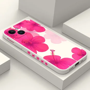 Parlak kırmızı Çiçek Telefon Kılıfı için iPhone 15 14 13 12 11 X XR XS SE2 SE2020 8 7 6 6S Artı Pro Max Mini Silikon Kapak