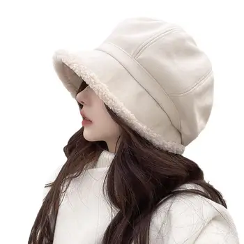 Peluş Şapka Şık Rüzgar Geçirmez Bere Şapka Kadınlar için Ultra kalın Soğuk Hava Kap Sonbahar Kış Açık Şapka Kadın Kış Bere