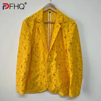 PFHQ Yüksek Kalite Hollow Out Blazers Orijinal Tasarım erkek günlük giysi Ceket Sokak Düz Renk Güneş Koruyucu Ceketler Bahar 21F2317