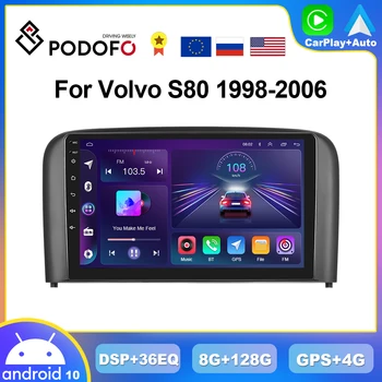 Podofo 8G + 128G CarPlay Android Radyo Volvo S80 1990-2006 Araba Multimedya Oynatıcı 2din Kafa Ünitesi 4G GPS Stereo Alıcısı HiFi
