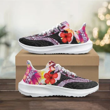 Polinezya Ebegümeci Tasarımcı Rahat koşu ayakkabıları Spor Salonu Lace Up gündelik ayakkabı Kadın Kızlar Gençler Kaymaz düz ayakkabı