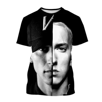 Popüler Şarkıcı Eminem Otoriter 3D Baskı T-Shirt Kişilik tanınmış Rap Yıldızı Hip-Hop Rahat Unisex Kısa Kollu Tişört Üst