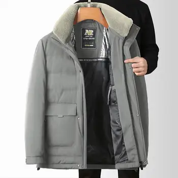 Premium 2023 Kış erkek Sıcak Ördek Aşağı Ceket İş Rahat Ayrılabilir Kürk Yaka Kirpi Ceket Orta Yaşlı Katı Kalın Parkas