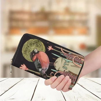 PU deri cüzdan Kadınlar için Moda Hummingbird Hayvan 3D Baskı Uzun Para Çantası Rahat Alışveriş Kredi kart tutucu Çanta Debriyaj