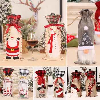 QIFU Noel şarap şişesi kapağı Noel Süslemeleri Ev İçin Noel Baba Noel Süs masa süsü 2023 Navidad Hediye