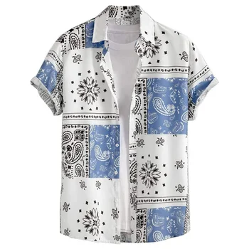 Retro havai gömleği Erkekler İçin Yaz 3d Baskılı Çiçek Kısa Kollu Düğme Aşağı Gömlek Plaj Tatil Sokak Üstleri Bluz Elbise