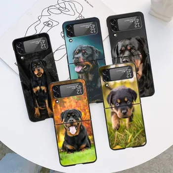 Rottweiler Köpek Hayvan samsung kılıfı Galaxy Z Flip 3 4 5G Flip4 Flip3 Siyah Sert PC telefon kılıfı Kabuk Zflip3 Zflip4 Koruyucu Kapak