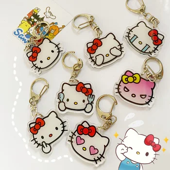 Sanrio Hello Kitty Anahtarlık Moda Akrilik Anahtarlıklar Hediye Kadınlar için Çanta Kolye Takı Biblo kız Araba Anahtarlık Anahtarlık