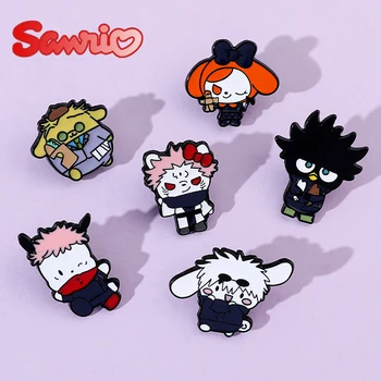 Sanrio Hello Kitty Cinnamoroll Cosplay Jujutsu Kaisen Şekil Broş Yaratıcılık Karikatür Moda Emaye Rozeti Çanta Aksesuarları