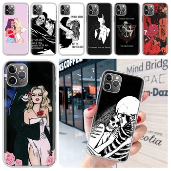 Sevgilisi Şeytan Kafatası Ölüm Yumuşak Telefon kılıfı için iPhone 15 14 13 12 11 Pro Max 7 Artı Mini Apple XS XR X SE 2020 8 + Kapak Kabuk