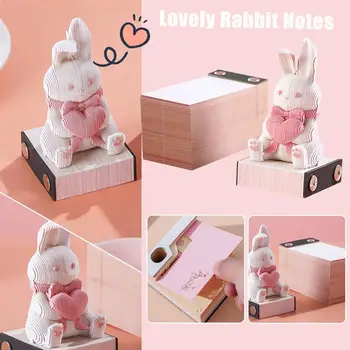 Sevimli 3D Üç Boyutlu Tavşan Kağıt Oyma not defteri Kağıt Dekorasyon Masası Süsler Bunny Sanat Ped Ofis Memo Notlar St N2U3