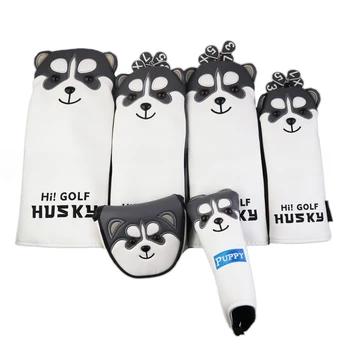 Sevimli Husky Golf Ahşap Kulübü Koruyucu Kapak Kapalı Toz ve Nem koruma kapağı Kulübü Başkanı için Çoklu Özellikler