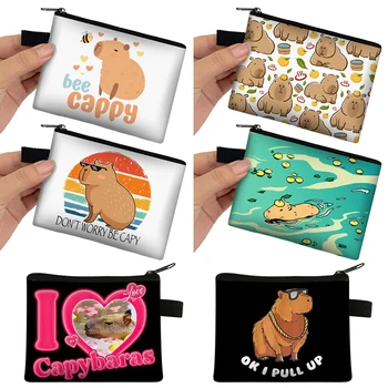 Sevimli Karikatür Capybara bozuk para çantaları Endişelenmeyin Cappy Para Para Çantası Tamam Yukarı Çekin Mini Kılıfı KİMLİK Kredi kartlıklı cüzdan Hediye