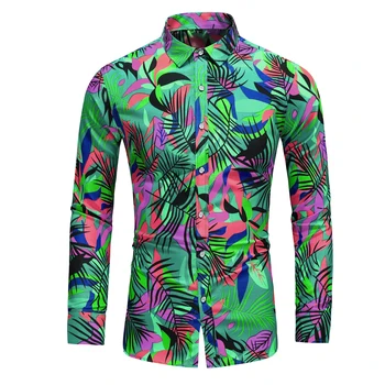 Sıcak Satış 2023 Yeni Moda Çiçek Baskılı erkek gömleği Rahat Artı Boyutu Uzun Kollu Gömlek Erkek Slim Fit Erkek Ofis Gömlek M-3XL