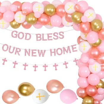 Tanrı Korusun Yeni Ev Tema Parti Dekorasyon Garland Kemer Kiti Tanrı Korusun Yeni Ev Aile Partisi Yeni Yıl