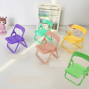 Taşınabilir Mini Cep telefonu masaüstü standı Sandalye Standı 4 Renk Ayarlanabilir Macaron Renk Standı Katlanabilir Shrink Dekorasyon Dekorasyon