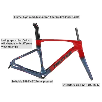 TWİTTER v2 tam renkli karbon fiber çerçeve yol bisikleti karışık çakıl bisiklet frame700 * 40C karbon fiber bisiklet çerçeve yol karbon disk çerçeve