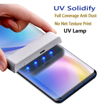 UV Tutkal Temperli Cam Samsung S23 S21 S22 Ultra 5G S10 S9 S8 Artı Ekran Koruyucu Galaxy S20 FE Not 8 9 10 Lite 20 Film