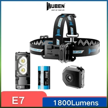Wuben E7 1800 lümen Ultra-kompakt ve hafif far ve el feneri Recheargeable Troch ışık