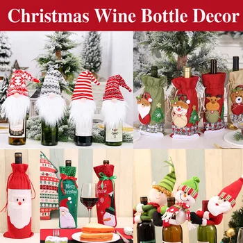 Yaratıcı Noel şarap şişesi seti Altın Kadife Elbise şarap şişesi Kol Kapakları Santa Kardan Adam Noel Yeni Yıl Yemeği masa süsü