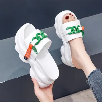 YeddaMavis Yeni Yaz Kadın Terlik Platformu yüksek Topuk Ayakkabı 9 CM Kama Sandalet kaymaz Bayanlar Flip Flop Yaz plaj ayakkabısı